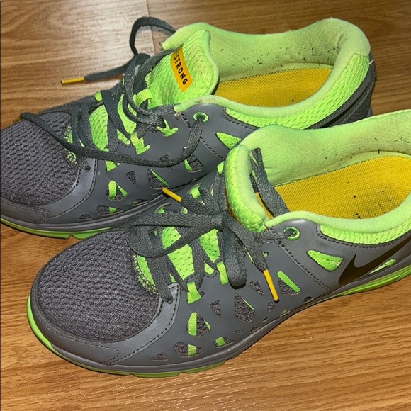 Gray and Neon Green Athletic Shoes - Picture 3 of 11